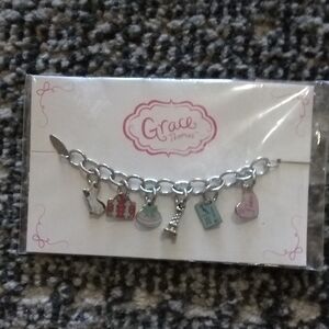 American Girl 'Grace Thomas' Silver Charm Bracelet with Colorful Charms